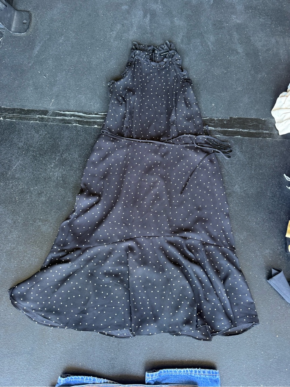 Who What Wear Black Polka Dot Dress with White Dots
